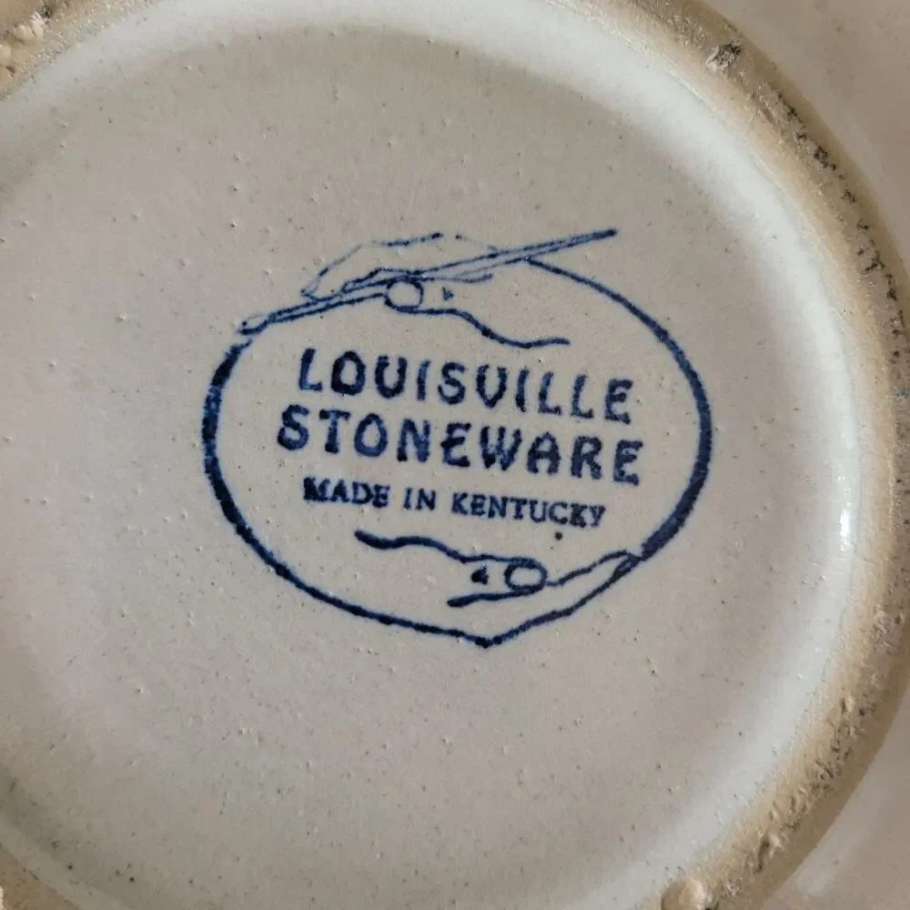 Louisville Stoneware Chip and Dip Platter with Attached Bowl Acorn & Oak Print